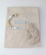 Lade das Bild in den Galerie-Viewer, Babyset Erstlingsset natur babyblau mit Schühchen