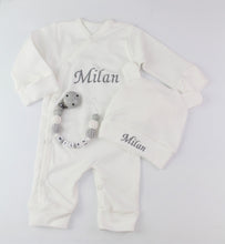 Lade das Bild in den Galerie-Viewer, Baby Erstlingsset light grey mit Füßlinge