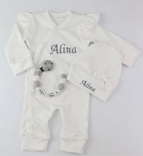Lade das Bild in den Galerie-Viewer, Baby Erstlingsset light grey mit Füßlinge