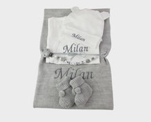 Lade das Bild in den Galerie-Viewer, Baby Erstlingsset light grey mit Füßlinge